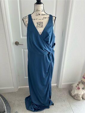 Blush Blue Draped Evening Gown